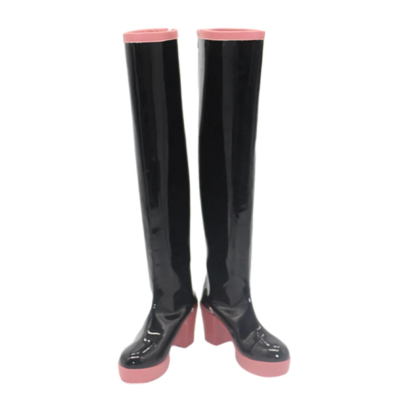 Teto Cosplay Schoenen Anime Miku Zwarte Kunstleren Laarzen Voor Vrouwen Let op Schoenen Hoogte En Kuitomtrek