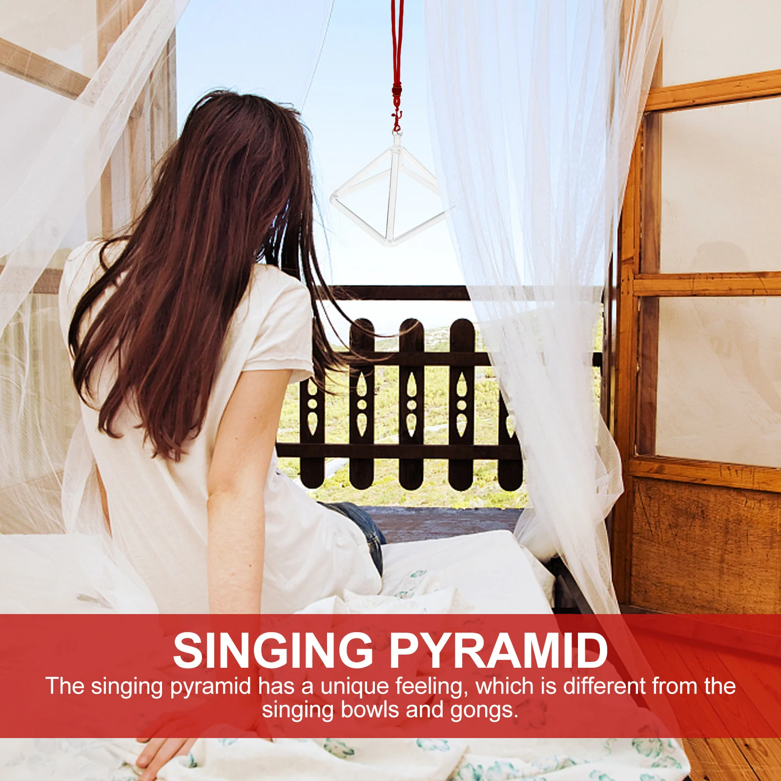 

1Set Crystal Singing Pyramid Striker Curative Music Therapy Ornament for Meditation Yoga Home Decoration Curative Music Rack