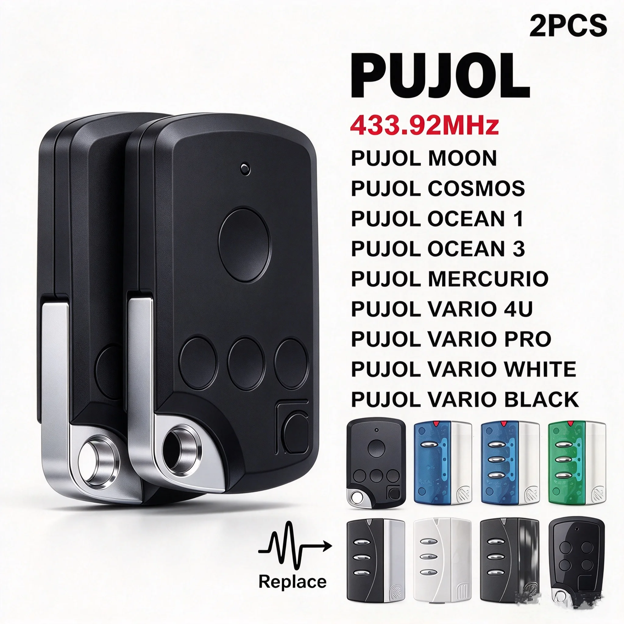Pujol Vario Pro 4U BLACK OCEAN 1 3 MERCURIO COSMOS MOON Pujol Gate Remote Control Garage Door Opener 433.92MHz Rolling Code