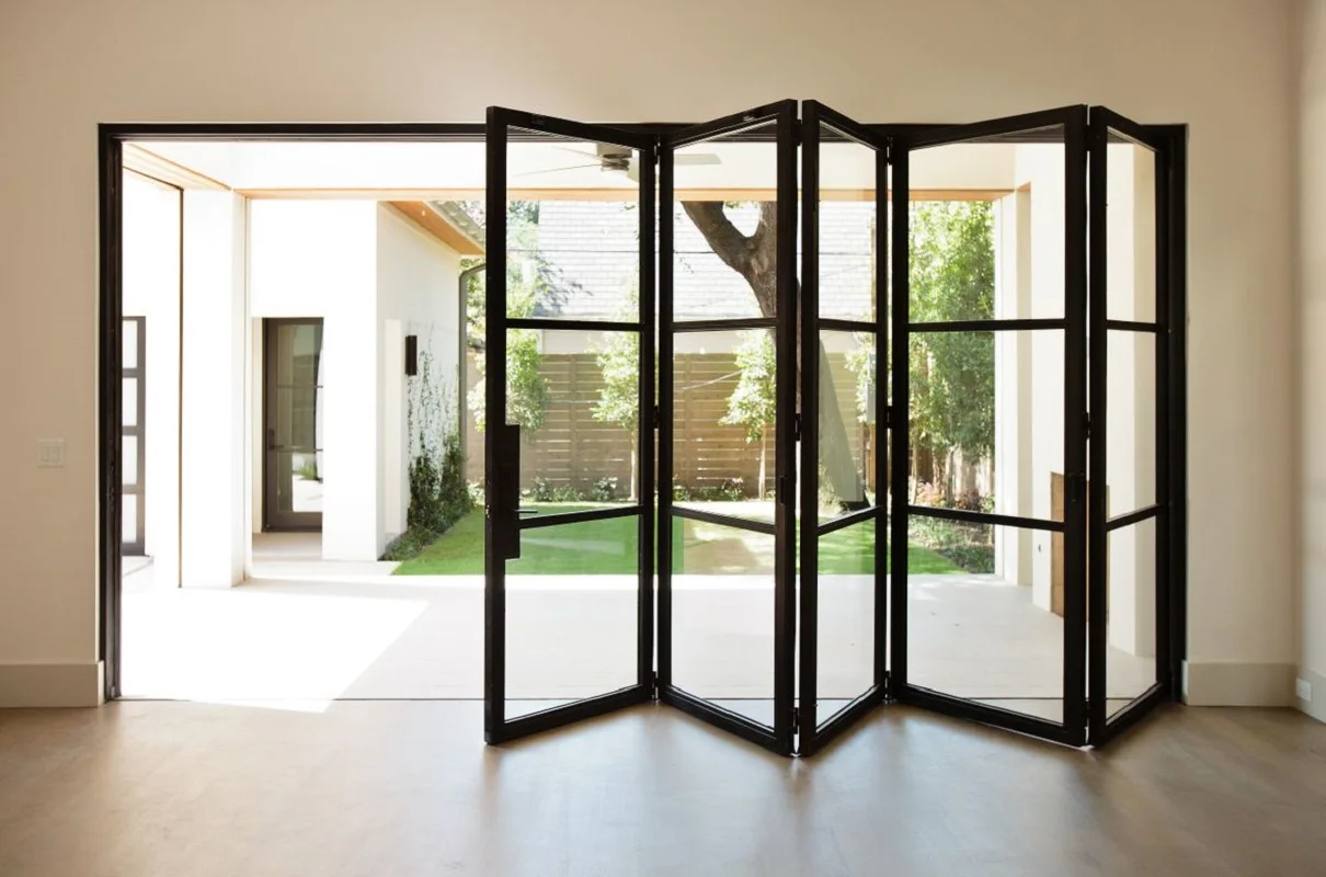 

DN Aluminum Framed Modern Outdoor Sliding Folding Door Exterior Double Glass Accordion Folding Doors Custom Size and Color