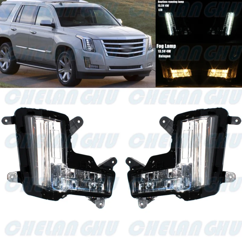 

For Cadillac Escalade 2015 2016 2017 2018 2019 2020 1 Pair Front Bumper LED DRL Fog Light Lamp 84575579 84575580