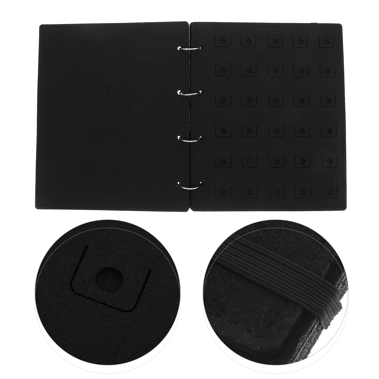 

Black Felt Pin Collector Album Enamel Pin Display Organizer Travel Case Brooch Storage Holder Adjustable Elastic Band Protective