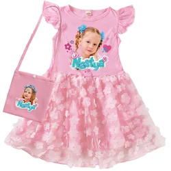Russian Like Nastya Clothes Kids Wedding Party Lace Dress Baby Girls Short Sleeve Casual Dresses Child Summer Princess Vestidos
