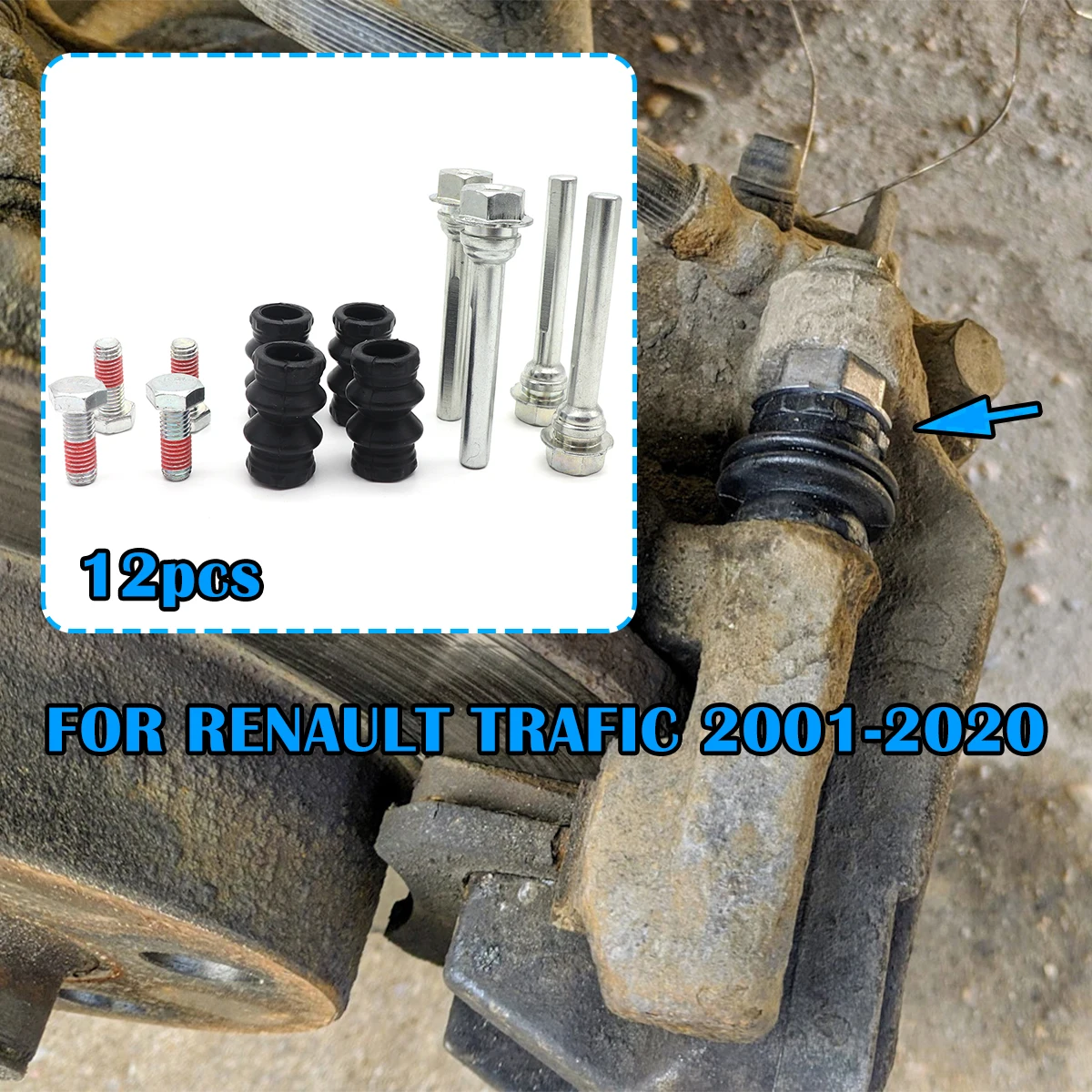 

Rear Brake Caliper Cylinder Slider Guide Pin FOR RENAULT TRAFIC 2001-2020 For Disc Housing Bolts Rubber Bushing Boot Seal Kit