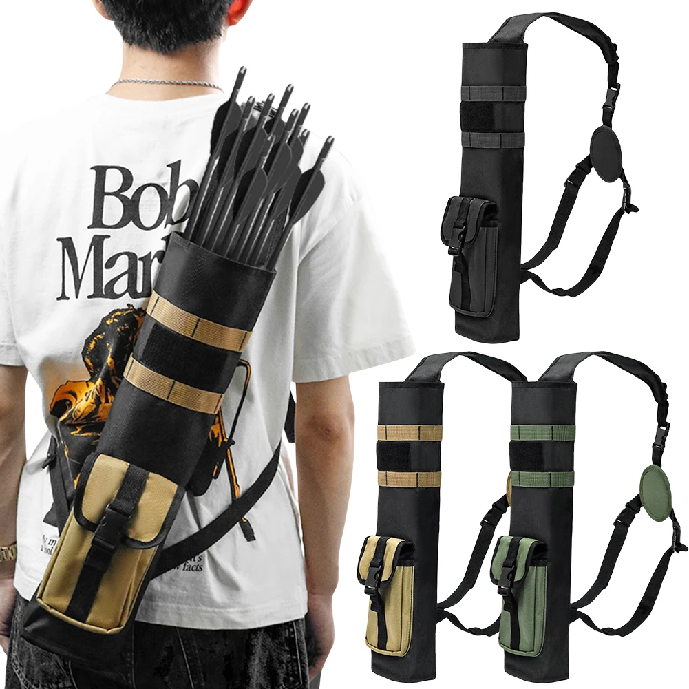 Archery Quiver with Molle System Pocket Back Arrow Quiver Dual Use Adjustable Arrow Bag for Bow Target Practicing