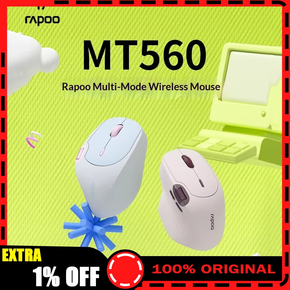 

Rapoo MT560 Mouse Hall Effect Magnetic Side Scroll Wheel PixArt PAW3220 Optical Sensor Wireless Mouse Cross-Screen Mouse Gamer