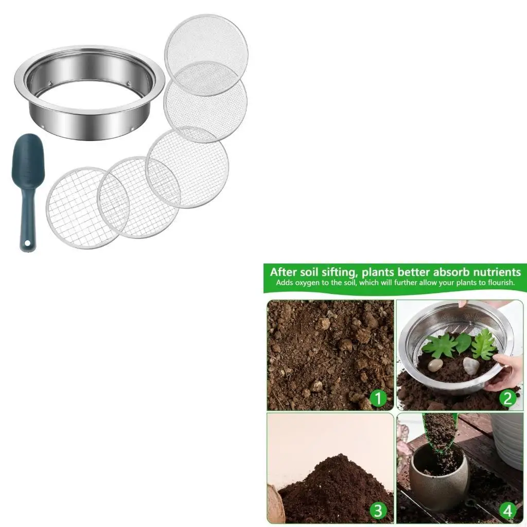 M6CB Soil Sifter Metal Garden Sieve Stainless Steel Meaty Garden Compost Soil Stone