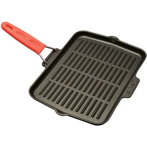 Lava Cast Grill Pan 21 X30 Cm Wire And Red Silicone Handle Lava Pan