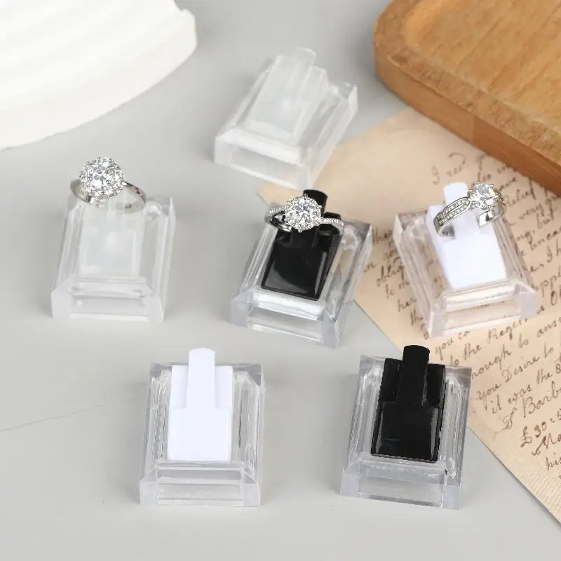 5Pcs Acrylic Ring Stand Display Holders Clear Jewelry Tray Organizer Shelf for Retail Counter or Home Use