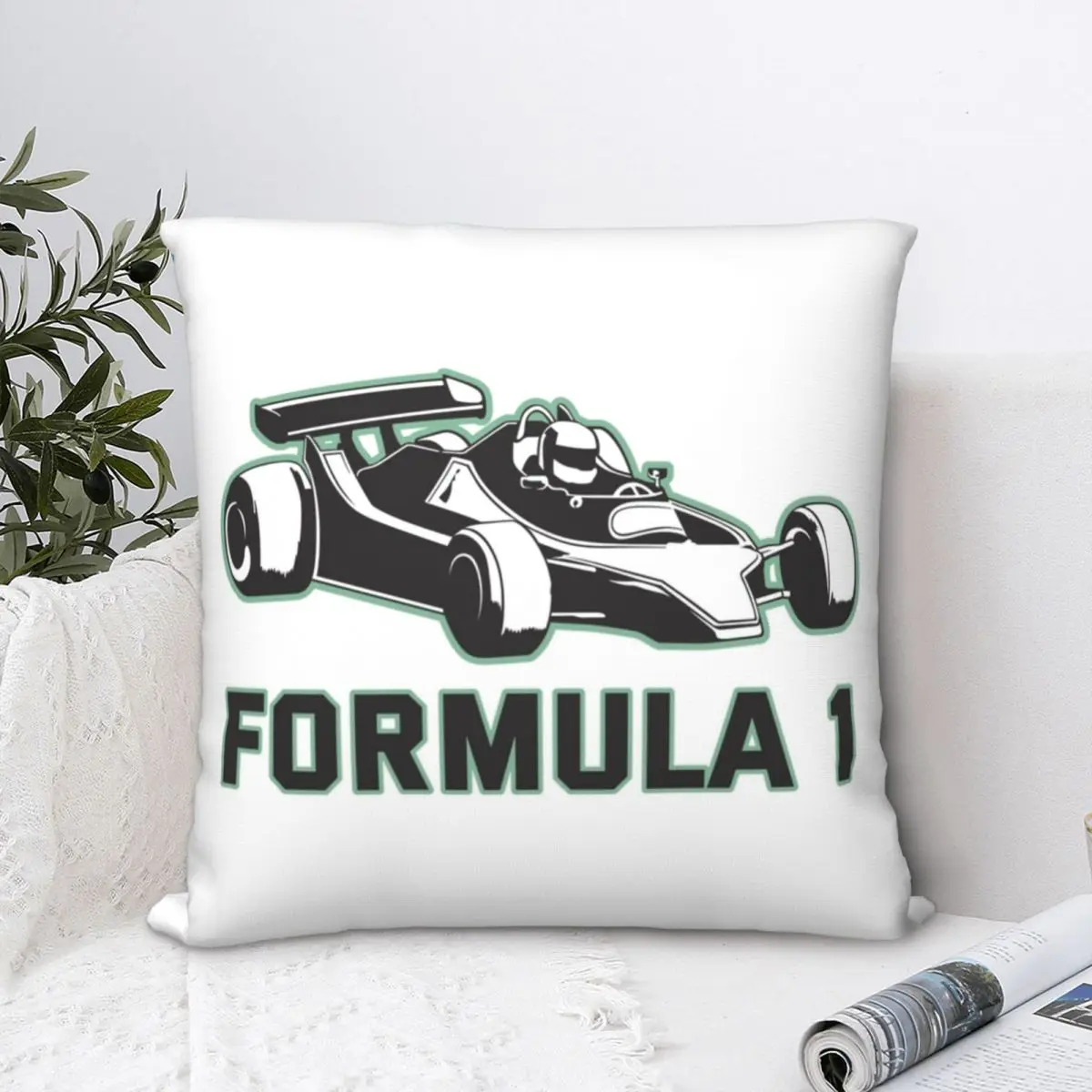 

Квадратная наволочка Formula One из полиэстера с гоночными машинами, бархатная декоративная Удобная подушка для дома и спальни