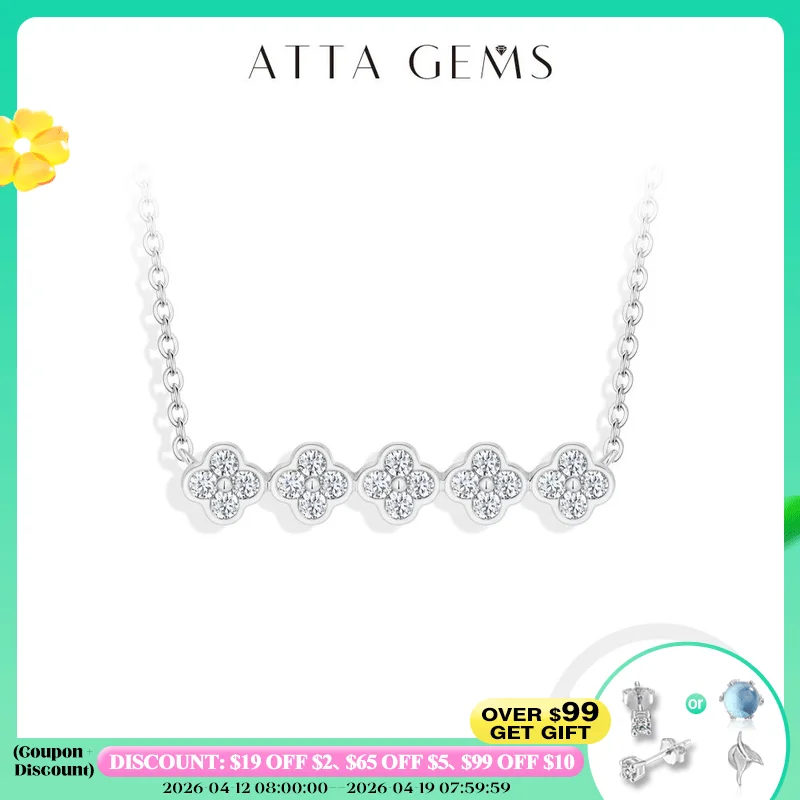 

ATTAGEMS Original New Five flower Moissanite Necklace for Women 925 Sterling Silver Fine Necklace Engagement Gift Wedding Jewely