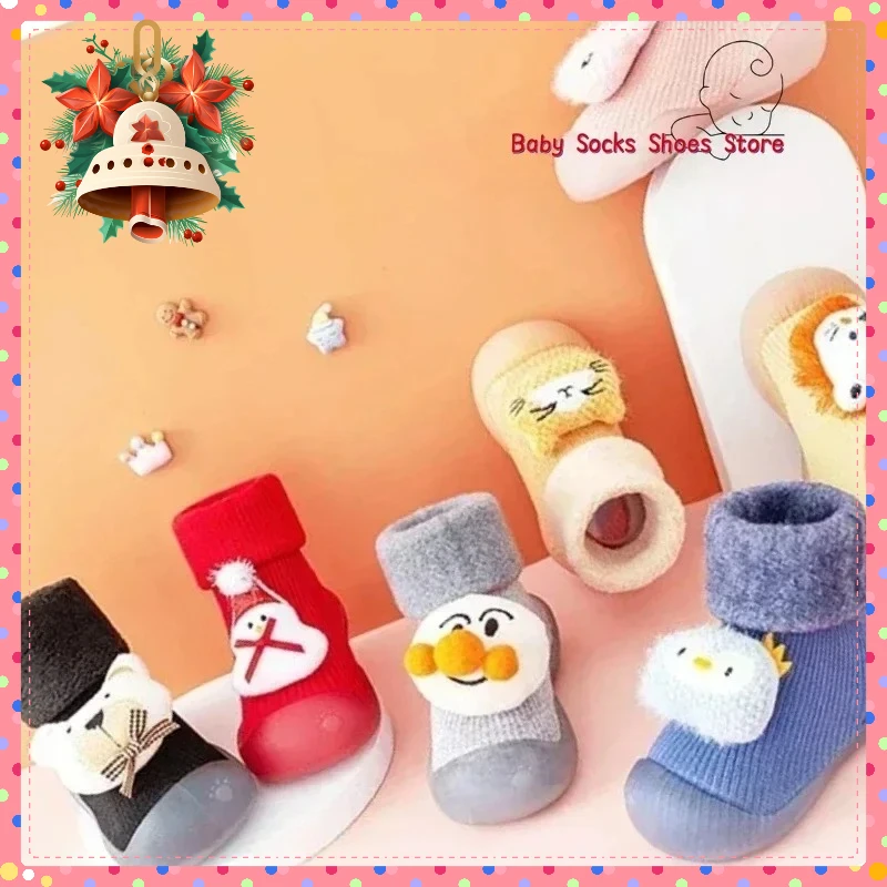 لطيف النمط الكلاسيكي عدم الانزلاق أحذية الأطفال الدافئة الشتاء رشاقته الكرتون طفل حذاء طفل صغير الجوارب للبنين والبنات الأحذية الكلمة