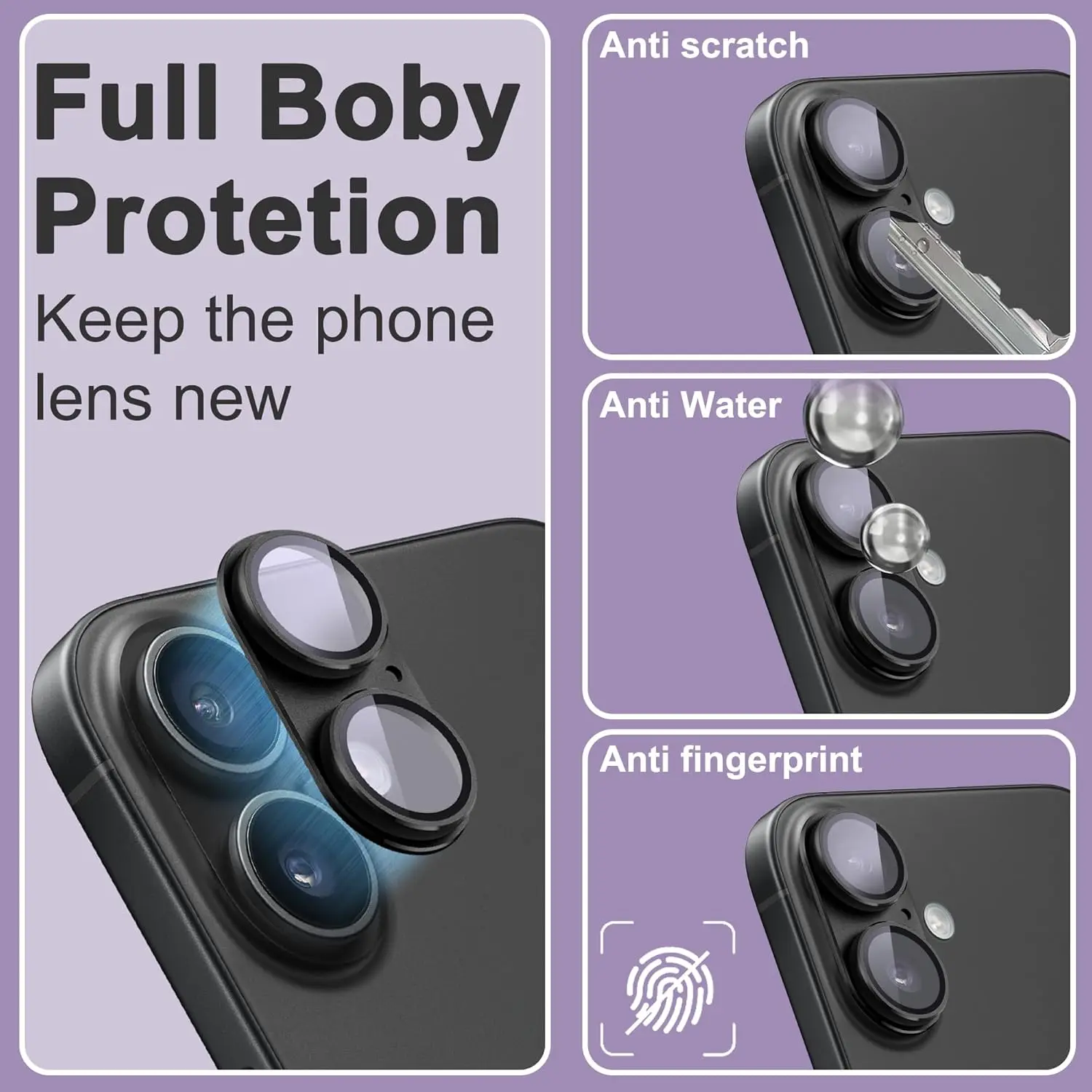 

for iPhone 17 Camera Lens Protector【Not Easy to Breakn ] AR+AF Tempered Glass Strong Adsorption Metal Camera Cover Screen Cover