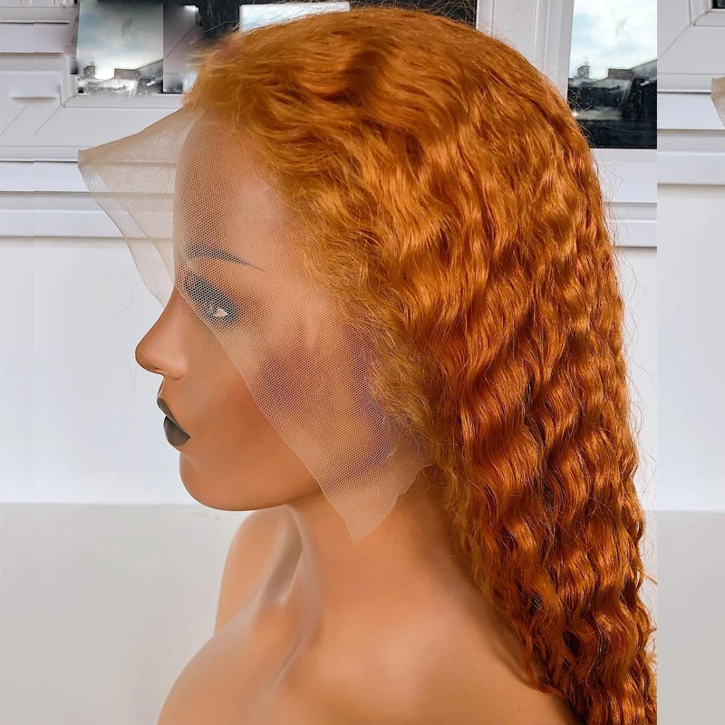 Soft 180Density 26'' Long Ginger Orange Kinky Curly Lace Front Wig For Women With Baby Hair Heat Fiber Preplucked Daily Glueless