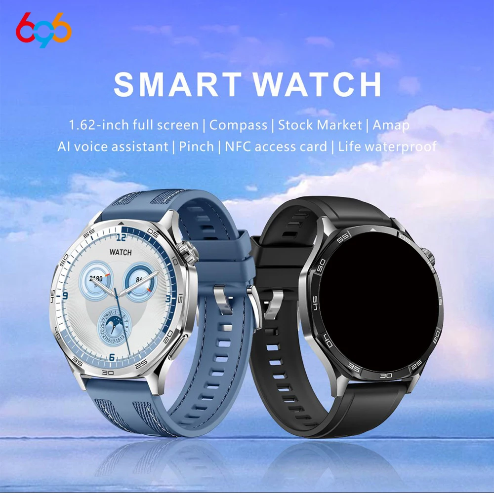 

New Men Women Outdoor Compass Music Smartwatch Blue Tooth Call Sport Fitness Heart Rate NFC Watches Map Navigation Smart Watch