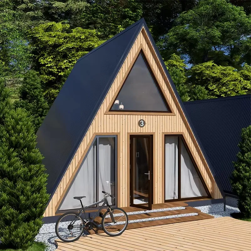 Triangle A Frame House Portable Modular Tiny Cabin Wooden Luxury Outdoor Living Villa