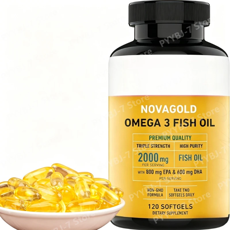 Omega 3 Fish Oil 2000mg EPA DHA Supplement Burpless Easy To Swallow Softgels Supports Heart Brain Joints Immune Skin Non GMO