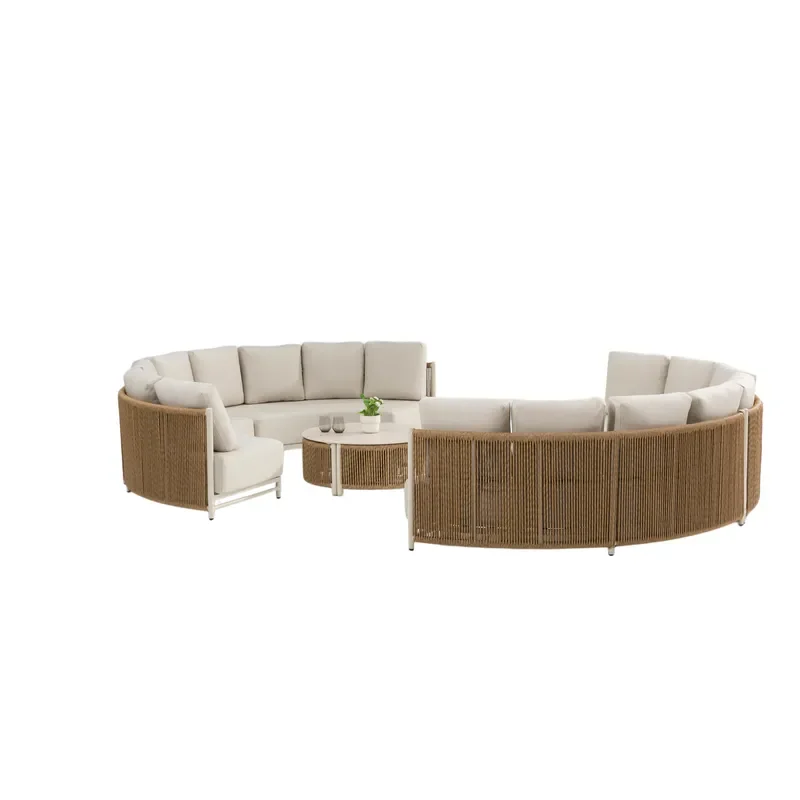 Circular Shape Garden Sofa Set Aluminum Outdoor Furniture with Waterproof Cushions