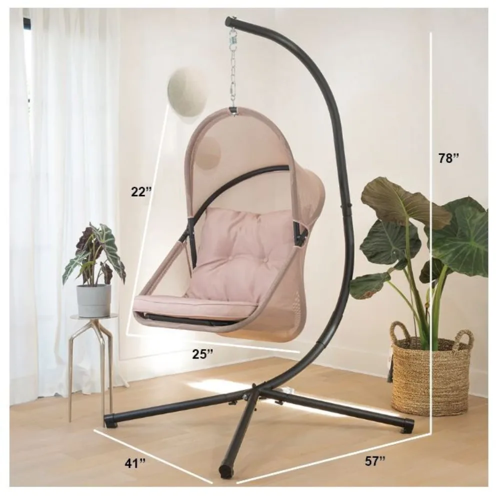 

Outdoor Hanging Egg Chair Collapsible Chair Patio Egg Chair W/ Cushion