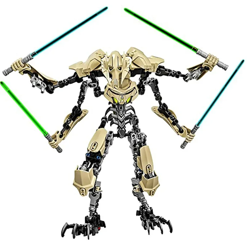 32cm KSZ714 Star Toy Anime General Robot Grievous With Lightsaber Hilt Combat Weapon Model Building Blocks Action Figure Gifts