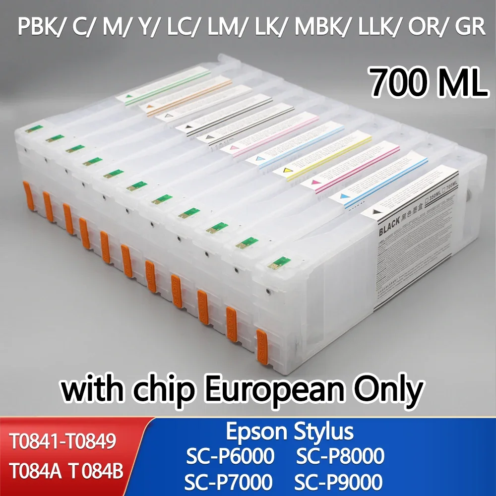 Europe 700ml T8041-T8049 T804A T804B Refillable Ink Cartridges with Chips  For Epson Surecolor P6000 P7000 P8000 P9000 SC-P6000