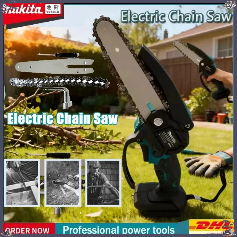 

Электрическая цепная пила Makita 6 дюймов, ручная портативная пила для распиловки древесины, садовый инструмент для обрезки деревьев, электроинструмент для работы с деревом