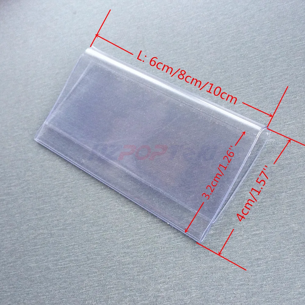 Plástico PVC Preço Tag Sign, Etiqueta Display Clip Holder, Supermercado Loja de Madeira Vidro Prateleira Fitting, 100Pcs
