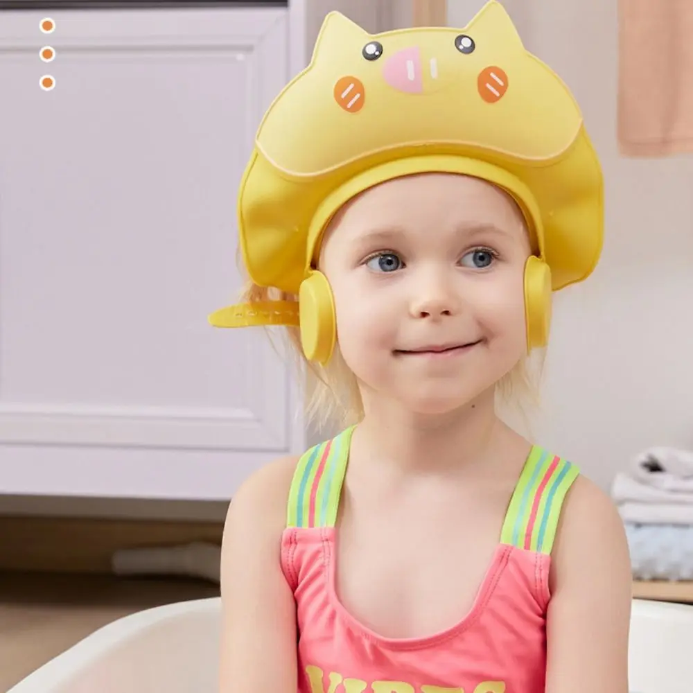 Gorro de ducha para bebé con forma de Animal, protección suave para los oídos, gorro de champú para bebé, gorro de baño ajustable impermeable para niños