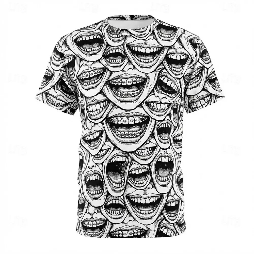 Halloween Men's Gothic Eyes T-shirt Grunge 3D All Over Print Multiple Eyes Graphic Tee