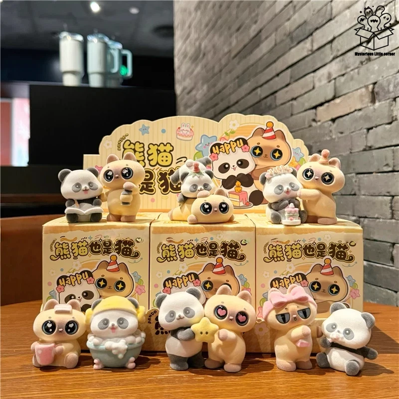 

Милая мультяшная панда также кошачья слепая коробка, креативная фигурка сиамского кота, периферийное украшение для офиса, рабочего стола, подарок-сюрприз