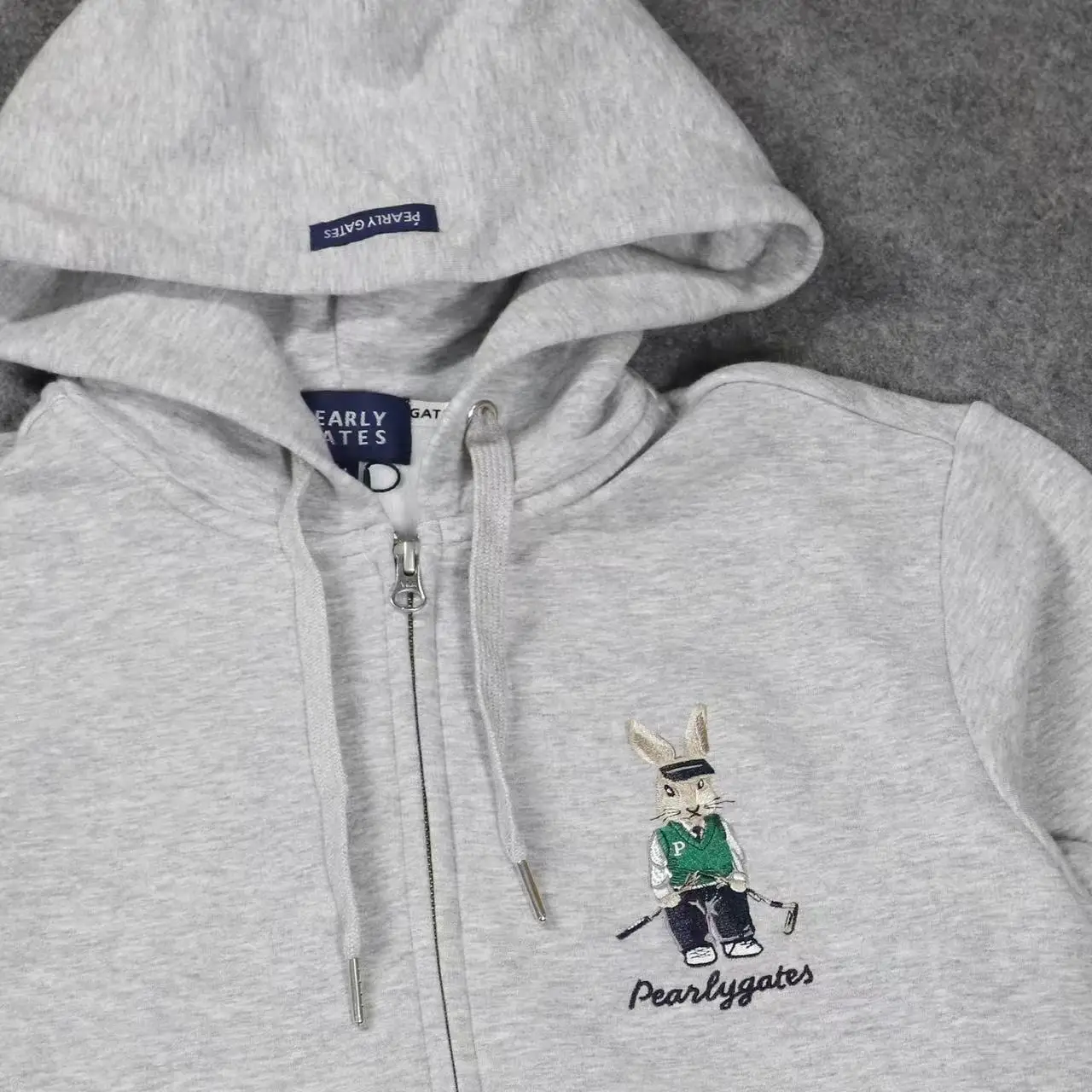 Pearlygates Men's and Women's Light Grey Zipper Hoodies Golf Sweatshirts Embroidered Logo Casual Jacket Easy to Match Gift for H - view 3