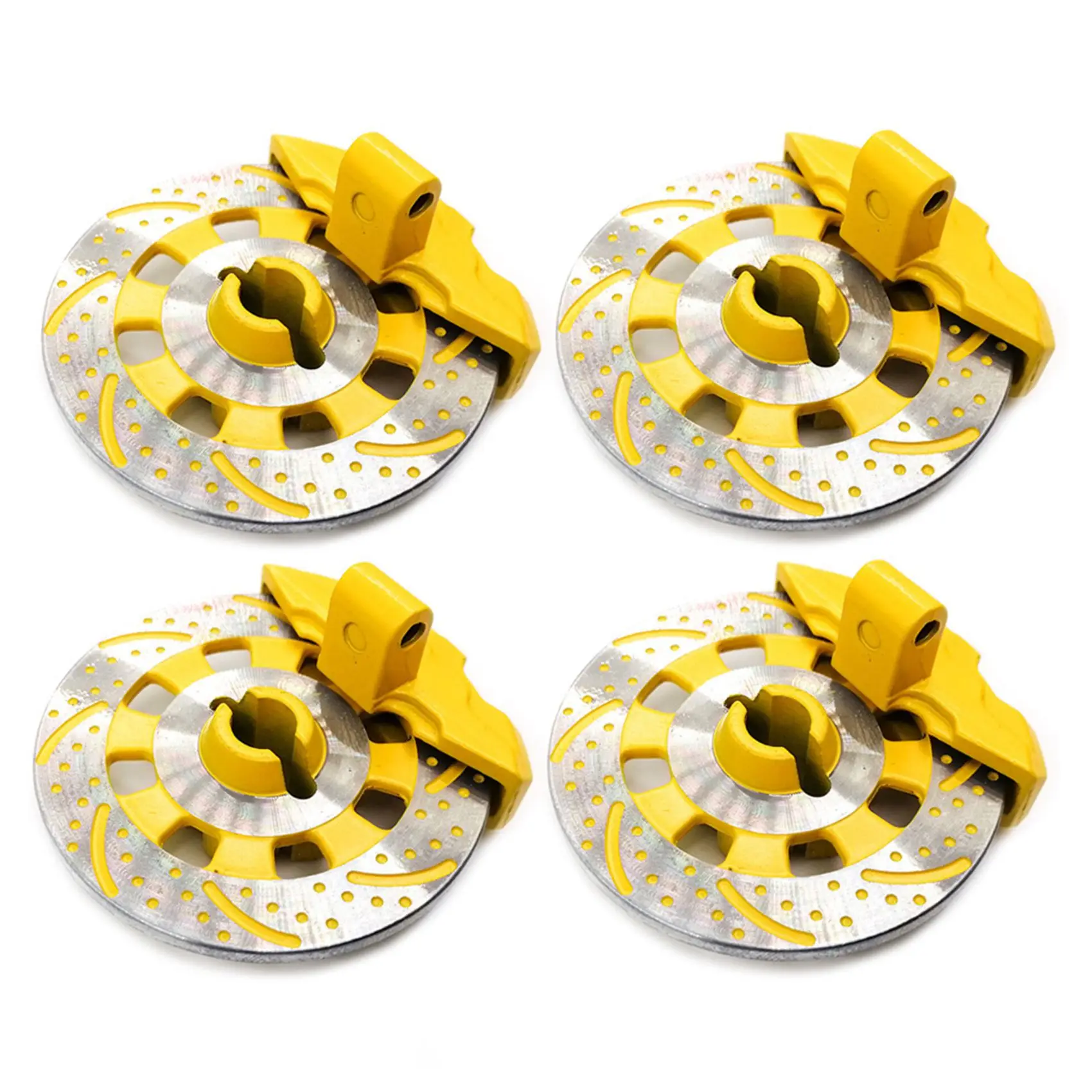 4 Pcs Aluminum Brake Disc Drive Hub for 1/7 Traxxas UDR RC Car Simulate Metal Brake Ppads RC Car Part Yellow