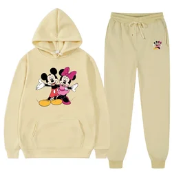 Disney Minnie Mickey Fashion Man Women's Tracksuit Sets Print Hooded Jacket+Pants Suit Casual Sportswear Disney Sets Male