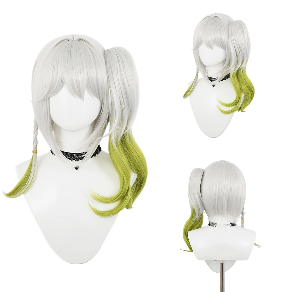 

Lesser Lord Kusanali Nahida Cos Wig Long Ponytail Silver Green Gradient Anime Wig for Cosplay Halloween Theme Party Carnival
