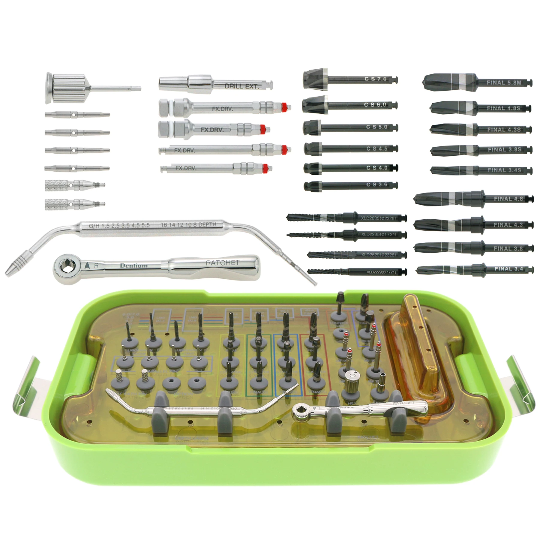 Dental Dentium Kit UXIF SuperLine & Implantium Instrument Kit Depth Gauge Ratchet