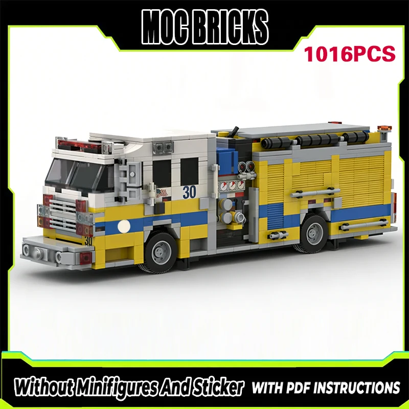 

City Rescue Vehicles Model MOC Building Bricks Command Fire Engine Modular Technology Gifts Holiday Assemble Children Toys Suit