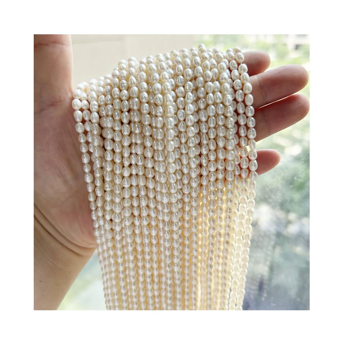 4 mm rice shape mini natural pearls wholesale freshwater loose pearl strand,mini freshwater pearls-AA grade 3.8-4.2 mm