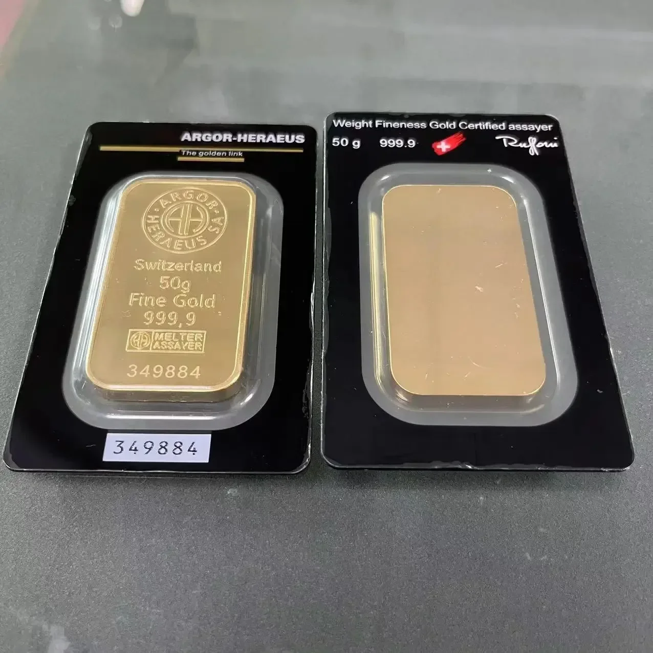 1oz 50g Swiss Argor gold bar bar sealed packing Foreign Currency Gifts Bullion switzerland euro 24K Gold Plated serial number