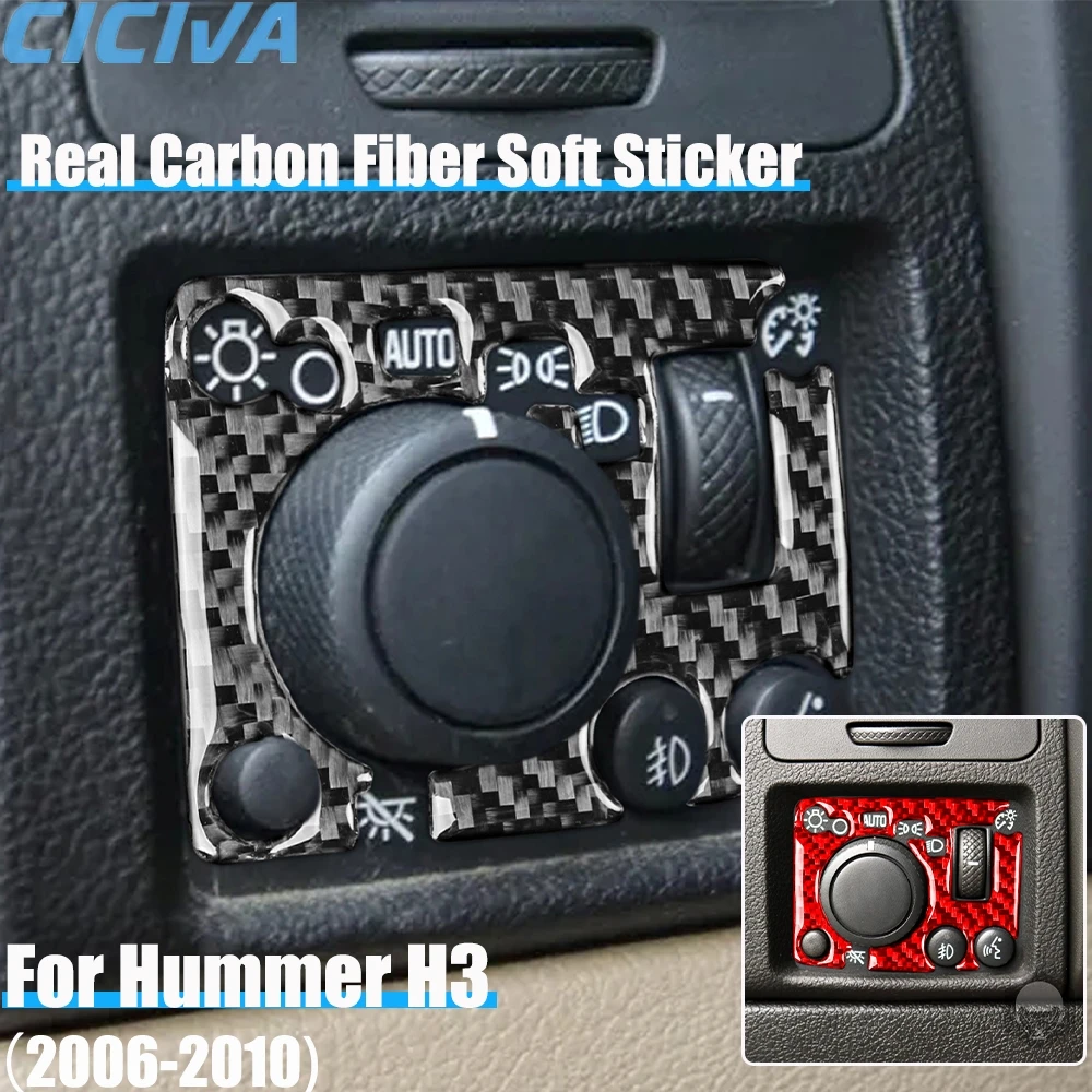

Real Carbon Fiber Car Accessories Headlight Switch Decorative Trim Cover Soft Sticker For Hummer H3 2006 2007 2008 2009 2010