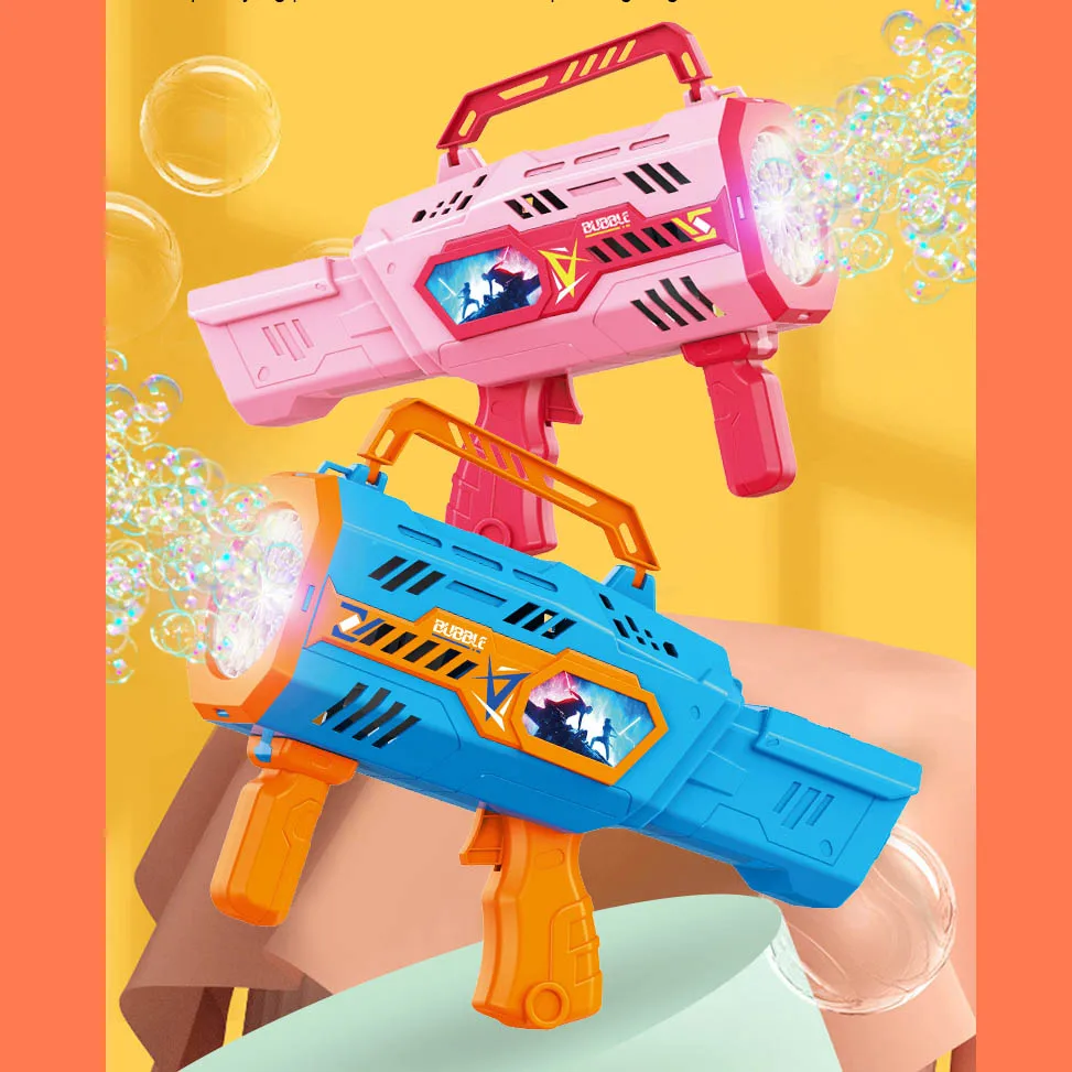 子供の自動石鹸バブルガンのおもちゃ,32穴,充電式,夏,屋外,女の子