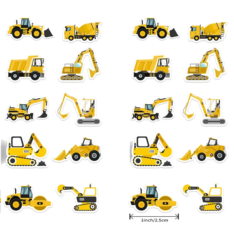 

100-500Pcs Construction Vehicle Sticker Roll Gift For Kids Reward Encourage Sticker For Labels Thank You Sticker Kids Toys