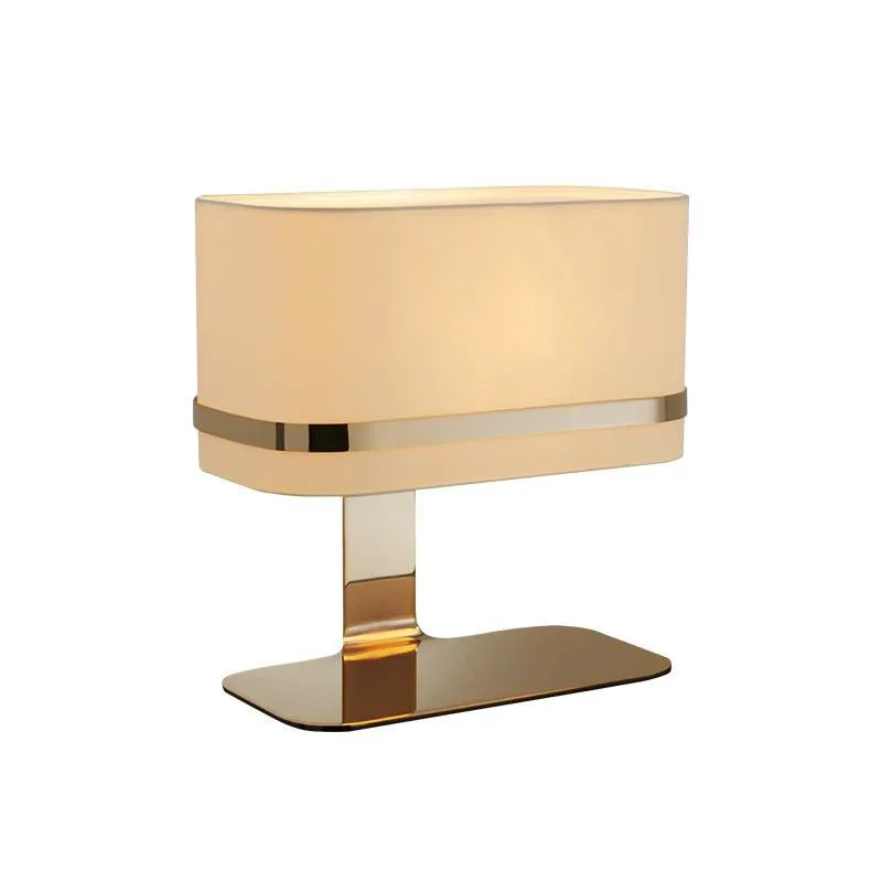American living room bedroom book light luxury stainless steel fabric metal bedside lamp
