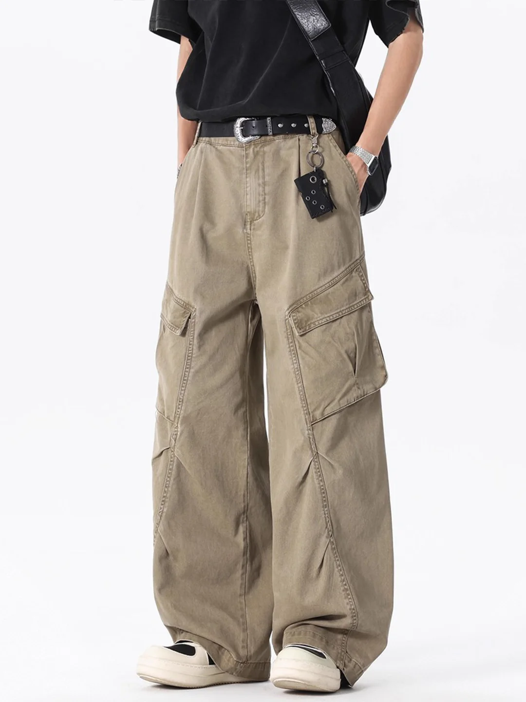 

Мужские повседневные рабочие брюки American Waed: прямые, плиссированные, широкие, модные, весенние, в стиле Knife Pants