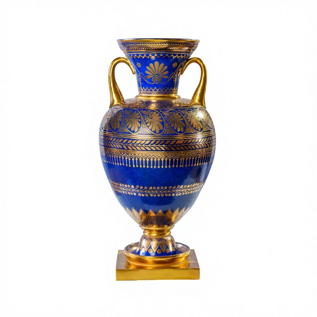 

&c Bronze Inlaid Hand-painted High-temperature Ceramic Vase for Placing As an Artwork in the Living Room or Dining Area