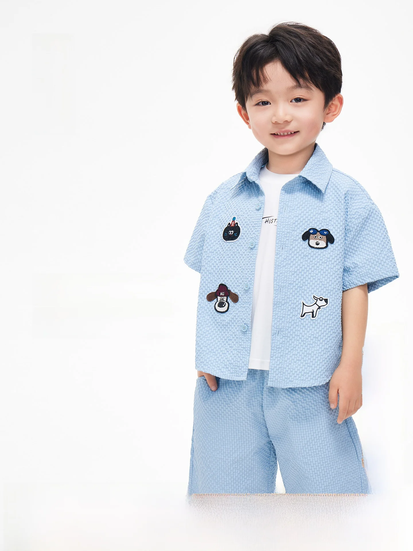 royal-childhood-cartoon-embroidered-shirt-set-short-sleeve-shorts-two-piece-suit-for-boys-summer-new-arrival-moisture-wicking