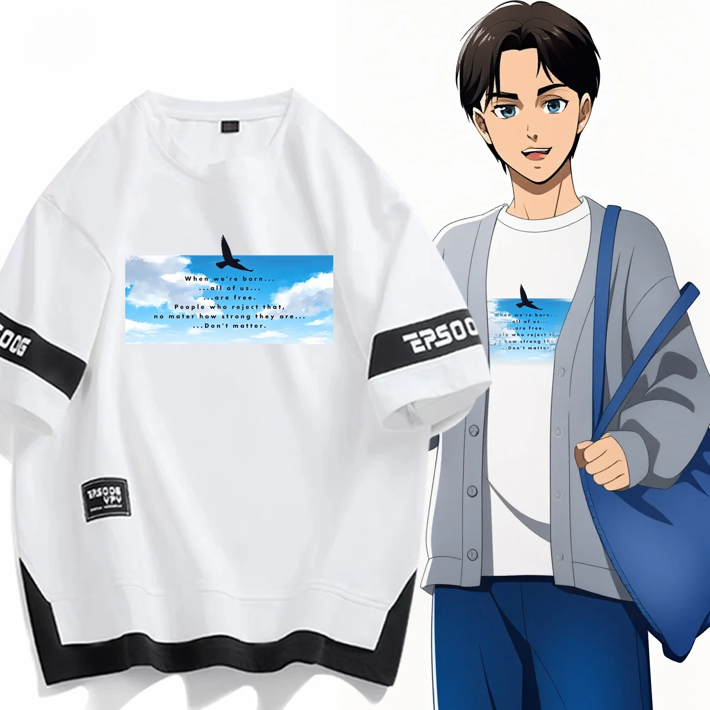 進撃の巨人アレンコスプレ半袖フェイクツーピースセットティーン向けユニセックス学生ファッション夏服ショートパンツ