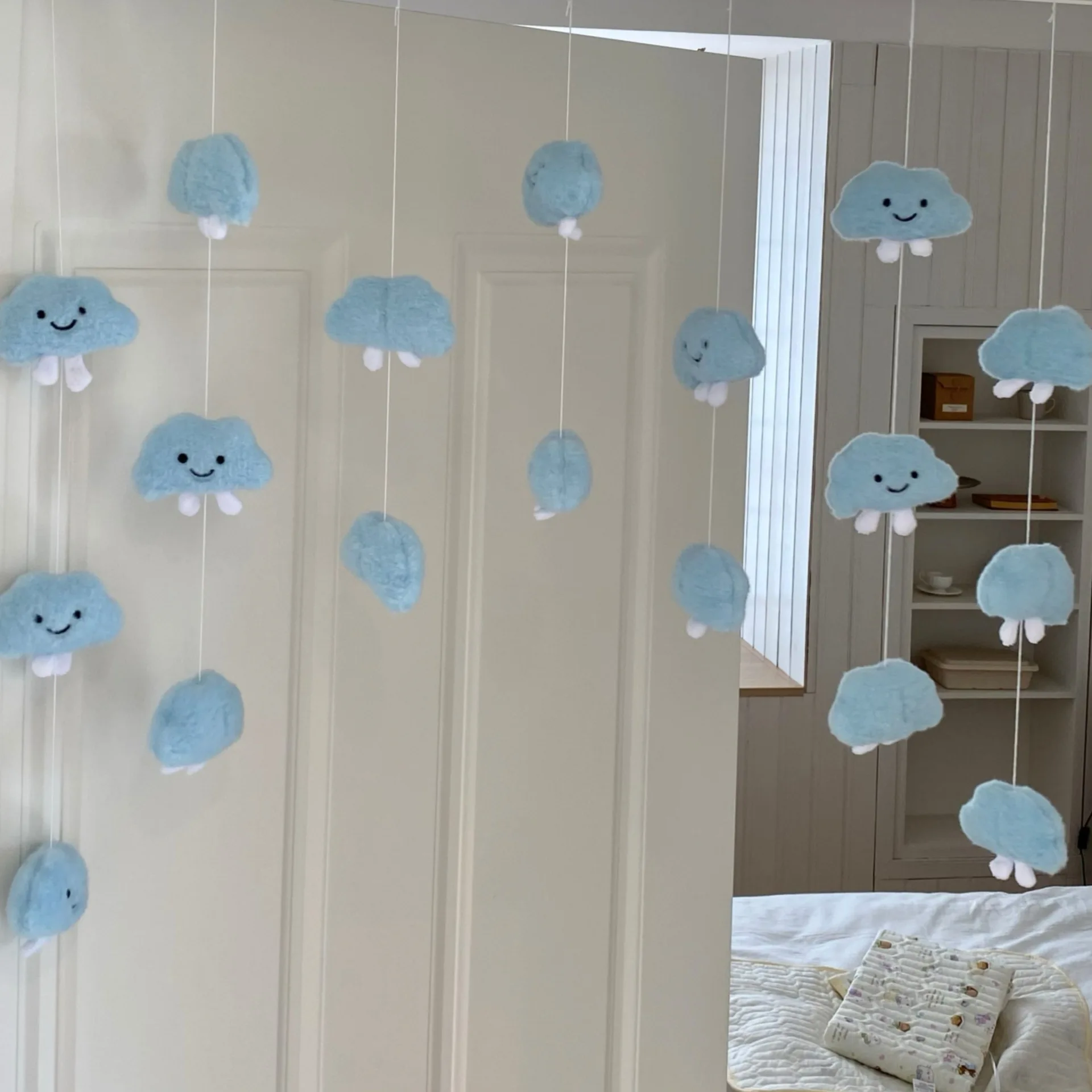 DIY Handmade Plush Cloud Door Hanging Curtain Children's Room Decor Cute Wall Decoration No Punching Required 3D Door hanger