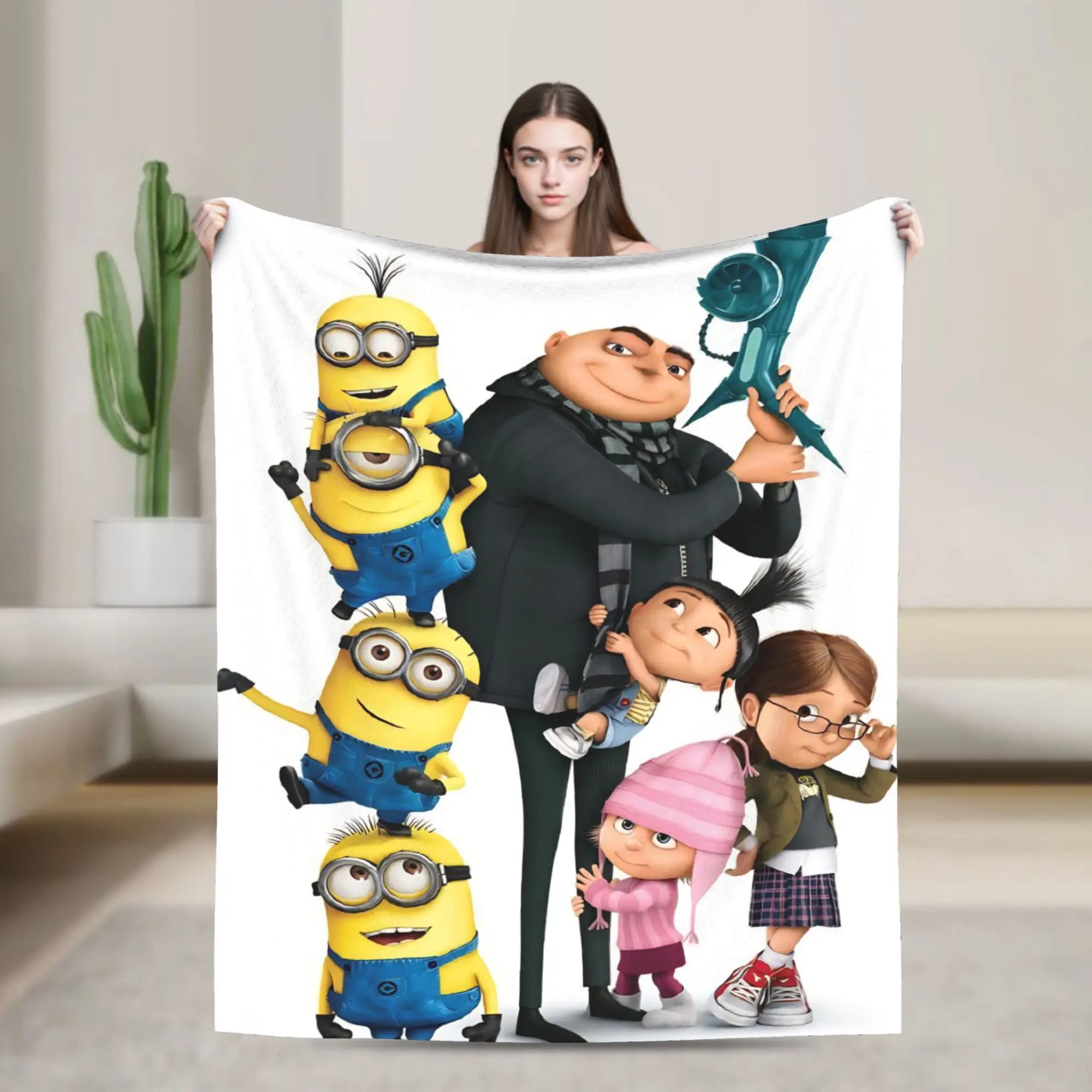 

M-Minions Cute Cartoon Throw Blanket for Couch Fuzzy Soft Plush Blanket 50x60 Inches Multi-size Bedspread for All Seasons