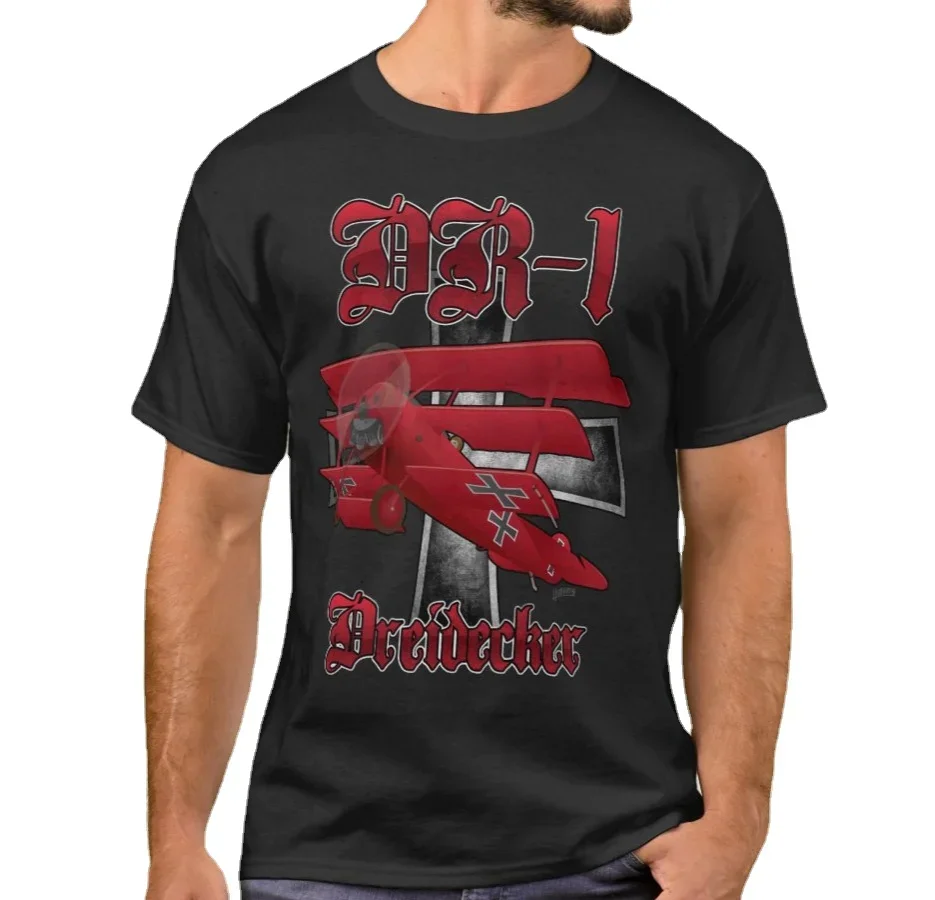 DR1 Fokker Red Baron Triplane WWI Warbird T-Shirt 100% Cotton O-Neck Short Sleeve Summer Casual Mens T-shirt Streetwear