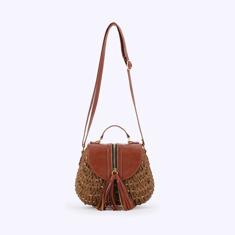 

Women's Straw Woven Beach Vacation Shoulder Bag High-Quality Fashionable Flip Pocket Diagonal Crossbody Bag